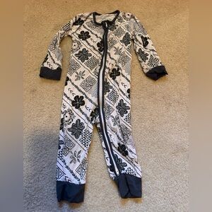 Coco Moon Black and White Hawaiian Print Coveralls